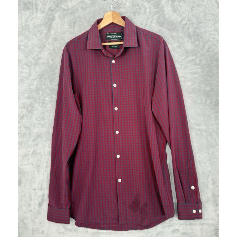 Mizzen+Main Button Shirt Mens Large Trim Fit Stretch Long Sleeve JJ Watt